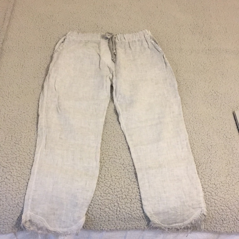 Gray Linen cropped pants